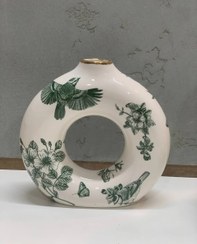 تصویر گلدان دونات گل و مرغ سبز 