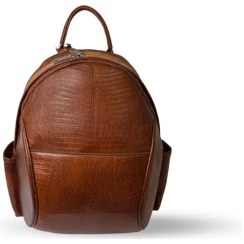 تصویر کوله پشتی زنانه طرح یاس چرم طبیعی 
