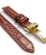 تصویر بند ساعت چرم کروکدیل عسلی 