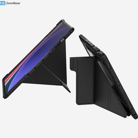 تصویر فلیپ کاور چرمی پشت شفاف ایربگ دار استند تاشو چند زاویه Samsung Galaxy Tab S9 Ultra مارک نیلکین مدل Bumper Pro Samsung Galaxy Tab S9 Ultra Nillkin Bumper Leather Case Pro ( Multi-angle folding style )