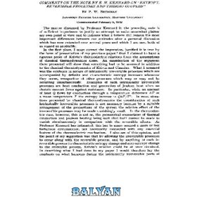 تصویر دانلود کتاب Comments on the Note by E. H. Kennard on Entropy, Reversible Processes and Thermo-Couples نظرات در مورد یادداشت E. H. Kennard در مورد آنتروپی، فرآیندهای برگشت پذیر و ترموزوج ها