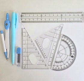 تصویر ست خط کش و گونیا و پرگار 