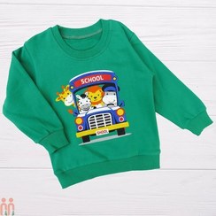 تصویر لباس بلوز پسرانه دورس نخی اسپرت سبز اتوبوس مدرسه Boy new shirts 