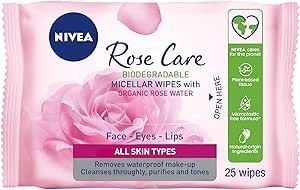 تصویر دستمال مرطوب صورت NIVEA میسلار، مراقبت از گل رز با گلاب ارگانیک، انواع پوست، 25 دستمال مرطوب - ارسال 15 الی 20 روز کاری 
