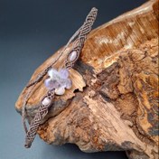 تصویر دستبند میکرومکرمه گل سنگی آمیتیست 