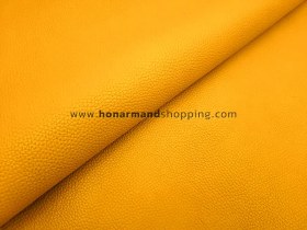تصویر چرم طبیعی گاوی طرح فلوتر رنگ زرد 