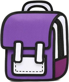 تصویر JULAK School Backpack Cute 3D / 2D Cartoon Bookbag School Bag Daypack Aesthetic 2D Drawing Canvas Bag, (Purple) - One Size 