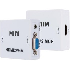 تصویر اچ دی ام آی به وی جی ای با صدا و پاور کارتن آبی HDMI to VGA Converter with Audio and Power Supply