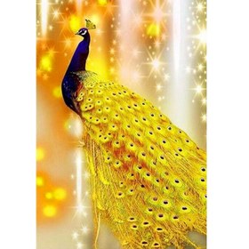 تصویر نقاشی الماسی طرح طاووس زرد 