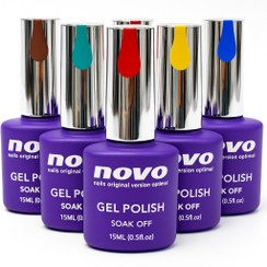 تصویر لاک ژل Base coat & Top Coat برند نوو(NOVO) حجم 15 میل به همراه رنگ ها و آلبوم 