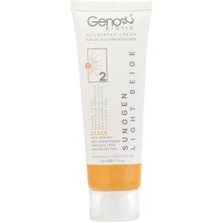 تصویر کرم ضد آفتاب ژنوبایوتیک 2 پوست چرب بژ روشن SPF50 Sun Gen 2 Sunscreen Cream SPF50 For Oily Skin GenoBiotic