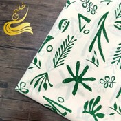 تصویر پارچه لباسی لینن طرحدار گرم بالا-نخی خنک تابستانی-طرح سفیدسبز ا printed linen fabric -green white design printed linen fabric -green white design