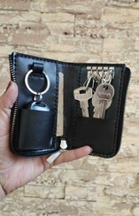 تصویر جاکلیدی دور زیپ با چرم طبیعی گاوی وکیوم چرم سحر کد121 Round zipper keychain with natural cow leather and Sahar leather code 121