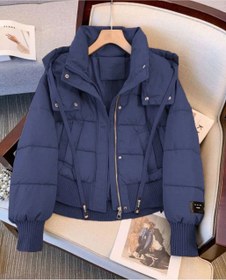 تصویر کاپشن امبوردی پینترستی زنانه؛ کاپشن کوتاه پفی گرم و سبک برای استایل زمستانی شیک 