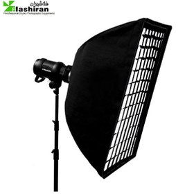 تصویر سافت‌باکس مستطیل ۱۰۰×۷۰ زنبوری Softbox with Grid 