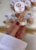 تصویر گیفت شمع وارمری moonlight تدی بادکنک قلبی با لیبل اسم دلخواه 