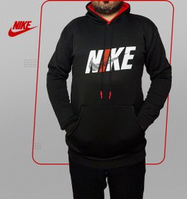 تصویر هودی مشکی قرمز مردانه Nike مدل 1350 