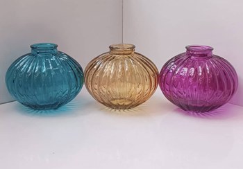 تصویر گلدان شیشه ای رنگی مدل گندمی بزرگ - بنفش 