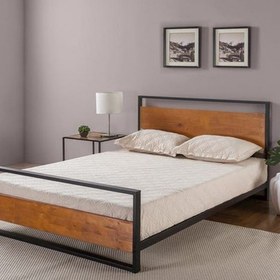 تصویر تخت خواب یک و دو نفره چوب و فلز طرح آذرگون - 200*90 / Single and double wooden and metal bed by Azargun design