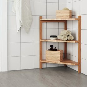 تصویر قفسه گوشه ایی حمام برند IKEAمدل RÅGRUND |چوب بامبو- ارسال15 الی 20 روز کاری 