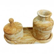 تصویر ست سنگ مصنوعی 3 تیکه گلدان و قندان 