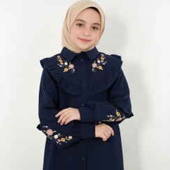 تصویر شومیز دخترانه ضحی رنگ سبز و سرمه ای 