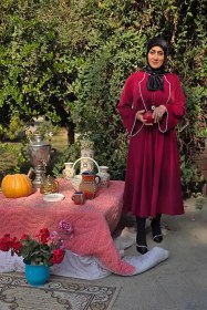 تصویر کت سارافون شب یلدا پوشیده و مجلسی 1404 | جدیدترین مدل‌های شیک (ست یلدایی زنانه) 