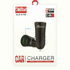 تصویر شارژر فندکی فست شارژ Allison ALS-N028 ALS-A100 2.4A 12W + کابل Allison ALS-N028 ALS-A100 2.4A 12W Car Charger With MicroUSB Cable