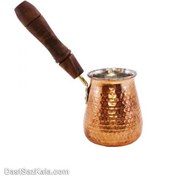 تصویر قهوه جوش مسی دسته چوبی سایز بزرگ 