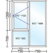 تصویر پنجره دوجداره upvc طرح 1 تک حالته 