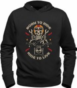 تصویر سویشرت مشکی با طرح موتورسواری برند alfa tshirt Motorcycle Rider Printed Black Sweatshirt