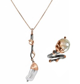 تصویر نیم ست دست ساز مروارید نقره NR820 