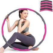 تصویر حلقه هولاهوپ ورزشی روکش فوم صورتی و خاکستری 
