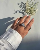 تصویر انگشتر ژوپینگ طلا سفید با نگین زیرکونیوم 