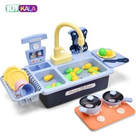تصویر اسباب بازی سینک ظرفشویی آبی مدل Home Kitchen Home Kitchen Blue Sink Toy