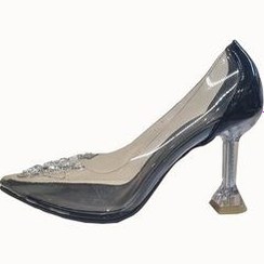 تصویر کفش زنانه مدل پروانه طلقی پاشنه شیشه ای مجلسی کد 147 رنگ مشکی 
