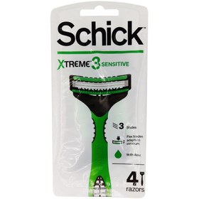 تصویر تیغ اصلاح شیک مدل Xtreme 3 مناسب پوست حساس بسته ۴ عددی 