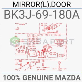 تصویر آینه بغل مزدا 323 - سمت چپ - محصول اصلی 