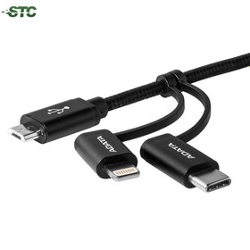 تصویر کابل تبدیل USB به Lightning/Micro USB/USB-C ای دیتا Adata Sync And Charge طول 1 متر 