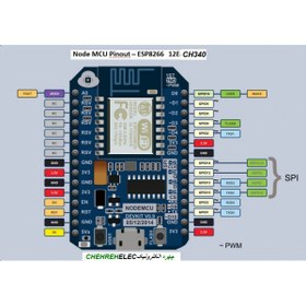 تصویر ماژول nod mcu Wifi ESP8266-CH340 وای فای 