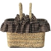 تصویر سبد پیک نیک حصیری سایز متوسط دو دسته 