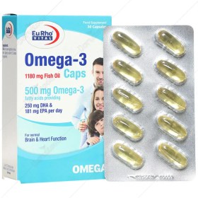 تصویر سافت ژل امگا 3 500 میلی گرم یوروویتال 30 عدد Eurho Vital Omega 3 500 MG 30 Caps