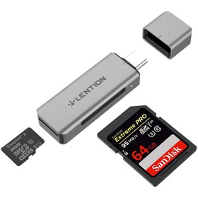 تصویر تبدیل USB-C به SD و Micro SD لنشن مدل C7 