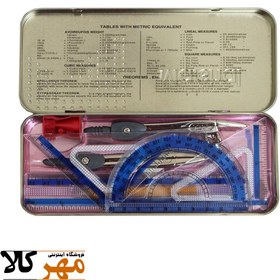 تصویر ست پرگار فلزی و لوازم جعبه دار Marshal mathematical instruments