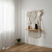 تصویر شلف مکرومه مدل ترمه|”macrame shelf “terme 