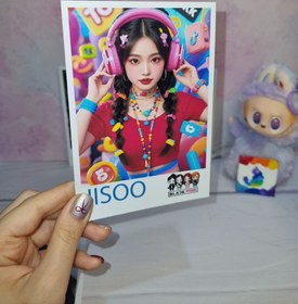 تصویر پولاروید فوتو کارت عکس طرح بلک پینک جیسو سایز 10 در 15 یک عدد - 1 Polaroid black pink