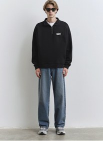 تصویر Mavi سویشرت مشکی نیم زیپ چاپ شده با لوگو 0S10208-900 Mavi Logo Baskılı Yarı Fermuarlı Siyah Sweatshirt 0S10208-900