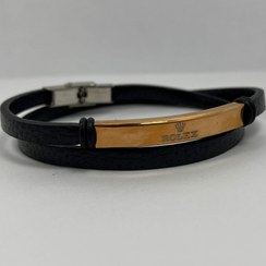 تصویر دستبند چرم مردانه رولکس کد 15 Rolex men's leather bracelet; code 15