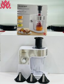 تصویر رشته ساز، رنده برقی و سالادساز سیلور کرست مدل SSSE300A1 Noodle maker, electric grater and salad maker Silver Crest model SSSE300A1