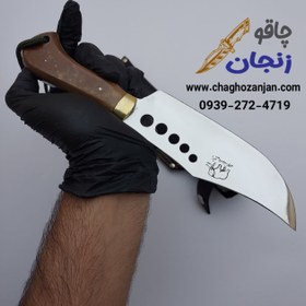 تصویر چاقو شکاری بزرگ J3 ضد زنگ با غلاف چرمی ساخت زنجان اصل 